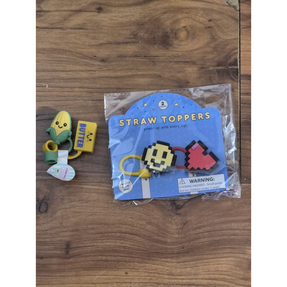 4 Target BP Straw Topper Set For Stanley Heart Corn Butter Smiley Face S33